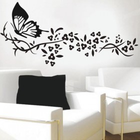 Butterfly & Flower  Vinyl Wall Art Decals 